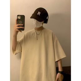 Men Solid Round Neck  Oversized T-shirt