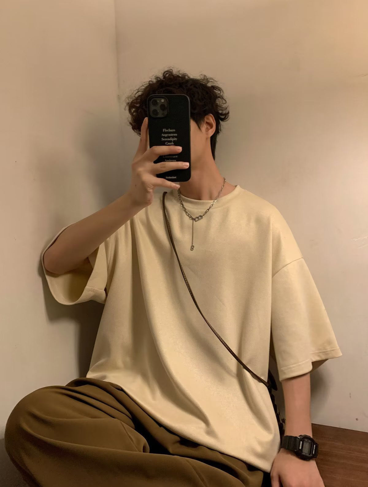Men Solid Round Neck  Oversized T-shirt