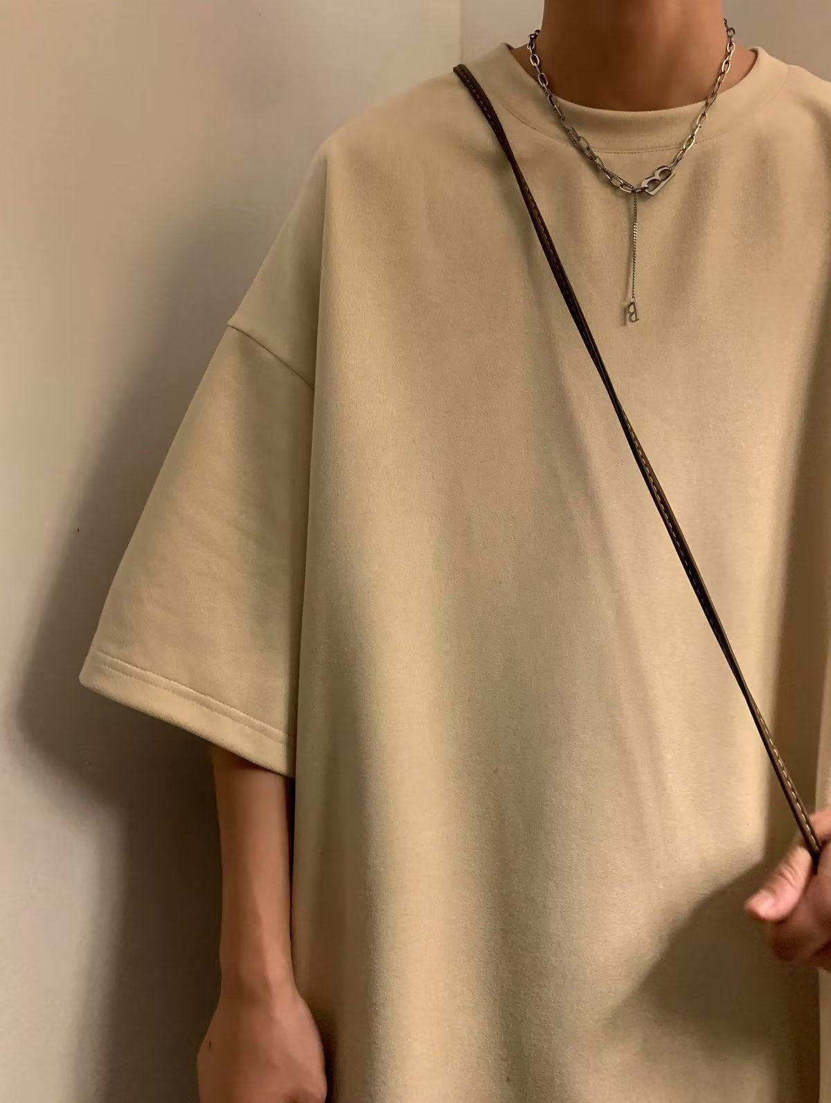 Men Solid Round Neck  Oversized T-shirt
