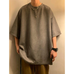 Men Solid Round Neck Oversized T-shirt
