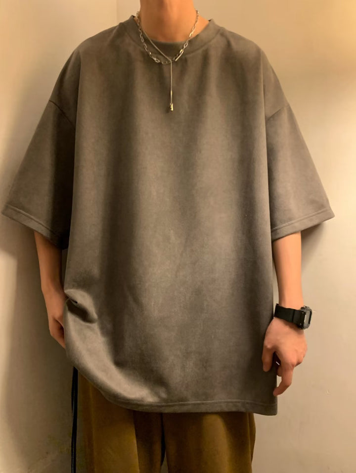 Men Solid Round Neck Oversized T-shirt