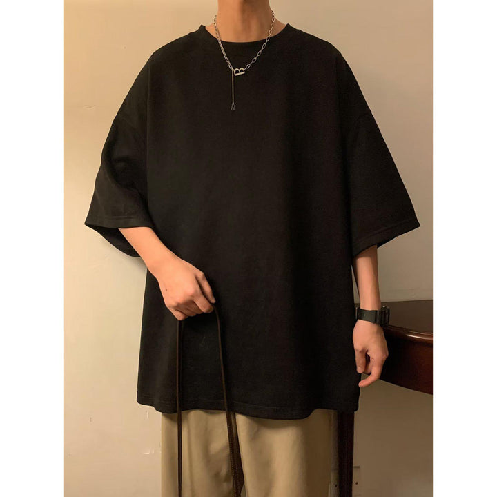 Men Solid Round Neck  Oversized T-shirt