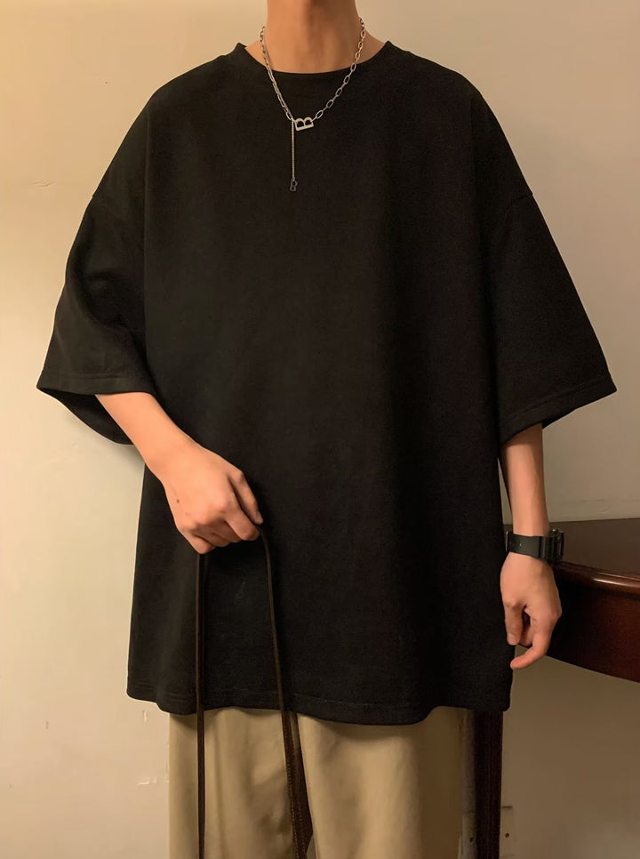 Men Solid Round Neck  Oversized T-shirt