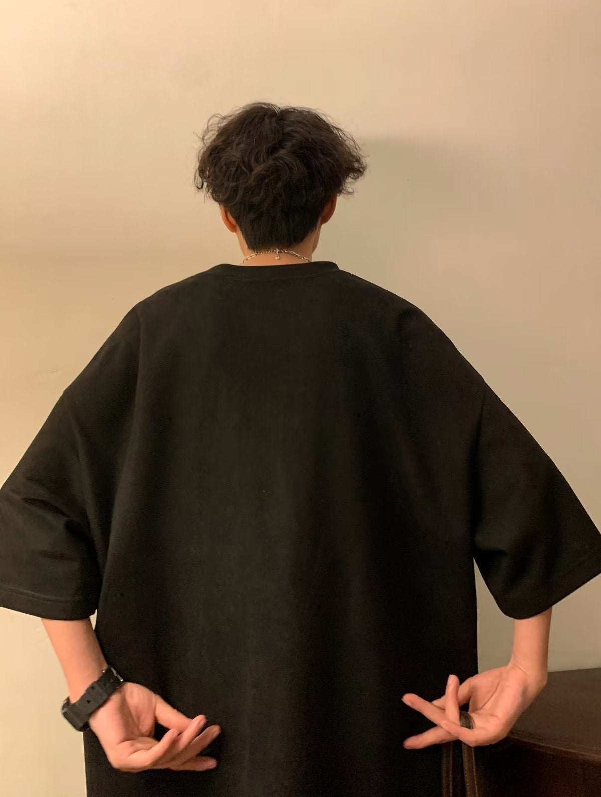 Men Solid Round Neck  Oversized T-shirt