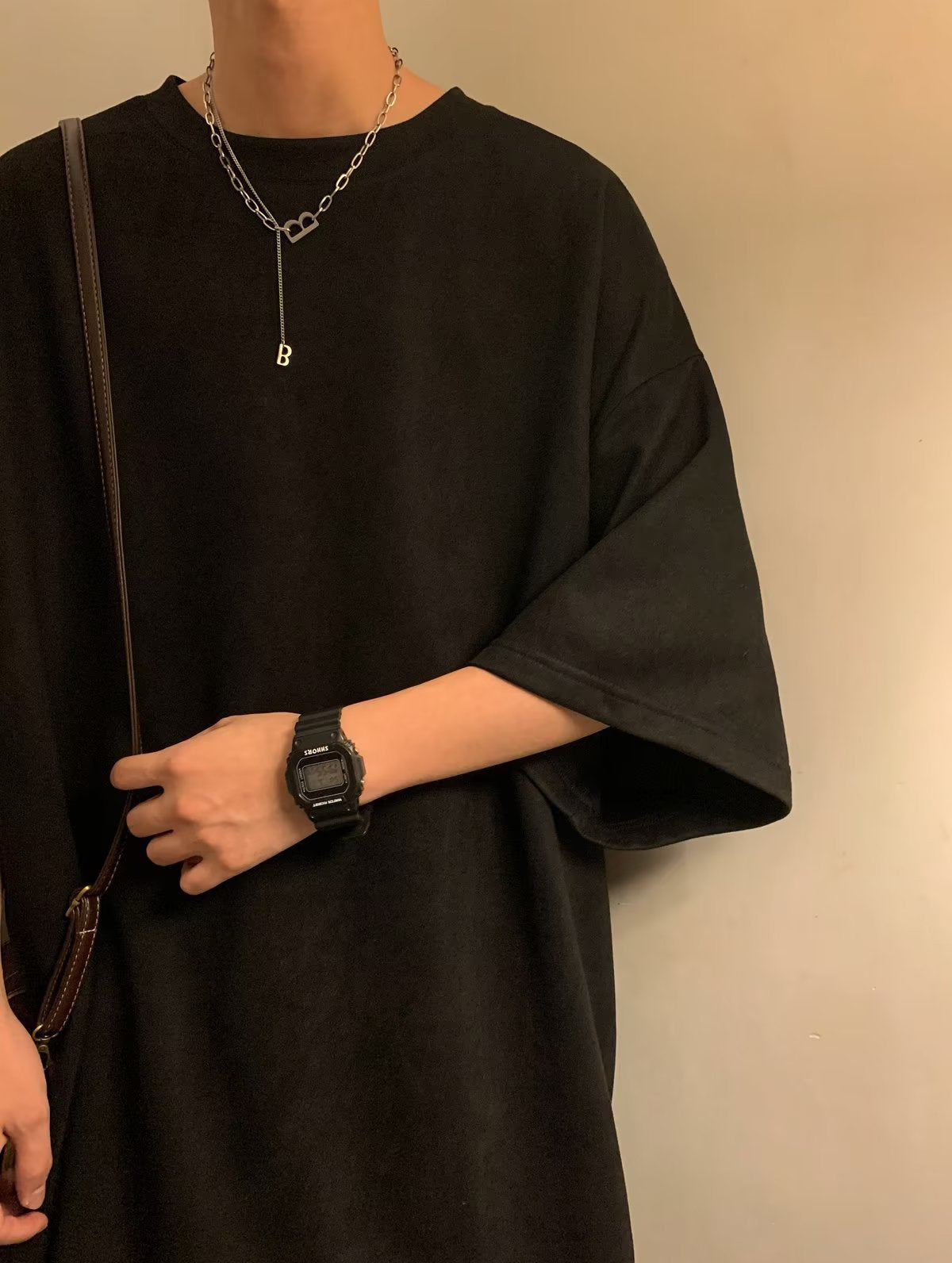 Men Solid Round Neck  Oversized T-shirt