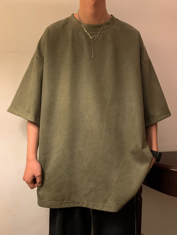 Solid Round Neck Baggy T-shirt