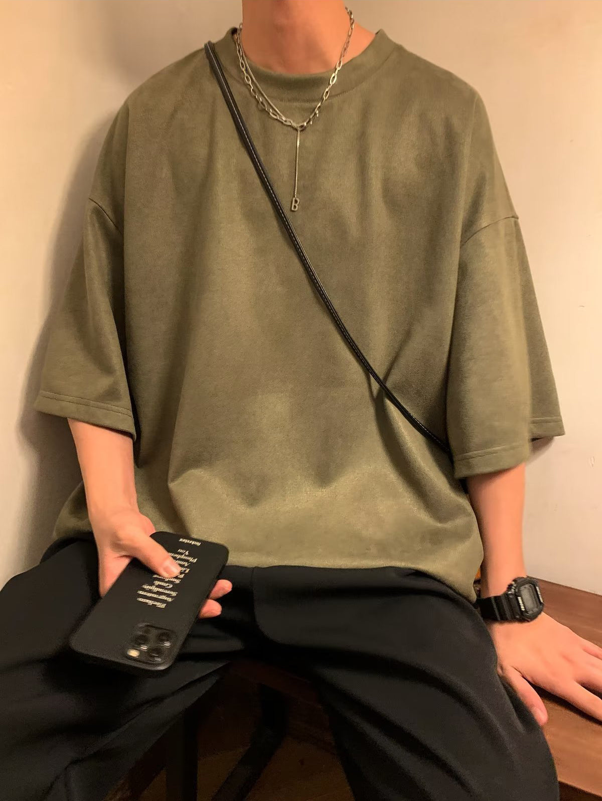 Solid Round Neck Baggy T-shirt