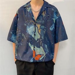 Men Oversized Fit Abstract Printed Spread Collar Casual Shirt