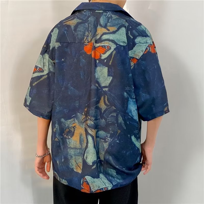 Men Oversized Fit Abstract Printed Spread Collar Casual Shirt