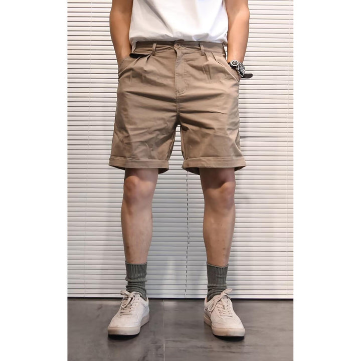 Men Khaki Solid Mid-Rise Chino Shorts