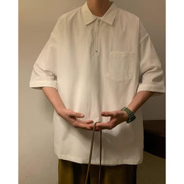 Men Solid Polo Collar Oversized T-shirt