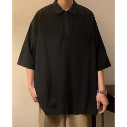 Men Solid Polo Collar Oversized T-shirt