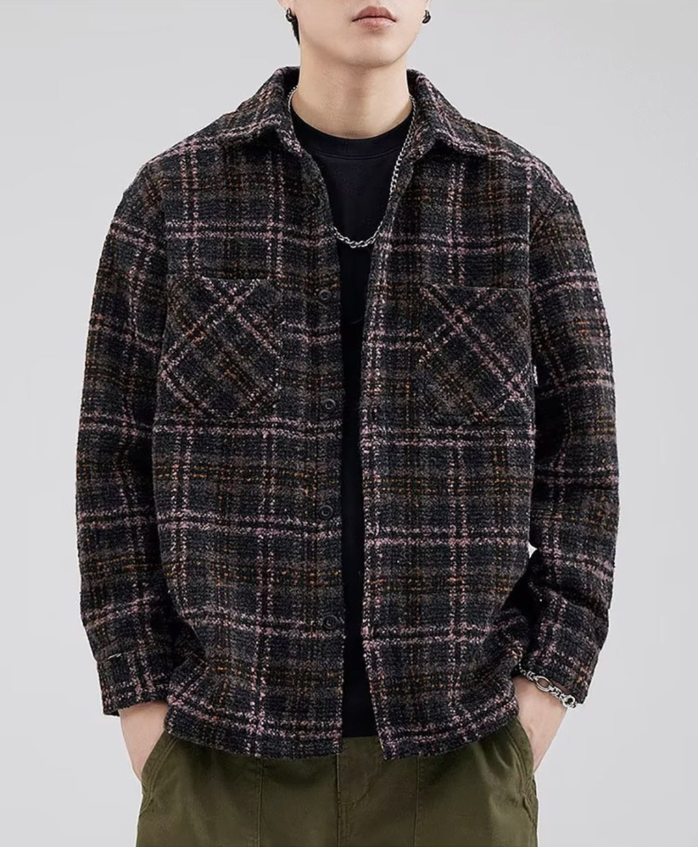 Men Spread Collar Checked Casual Tailored Jacket