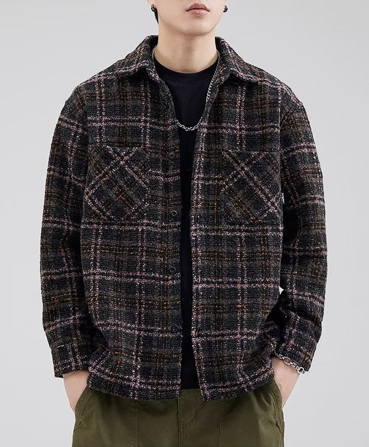 Men Spread Collar Checked Casual Tailored Jacket