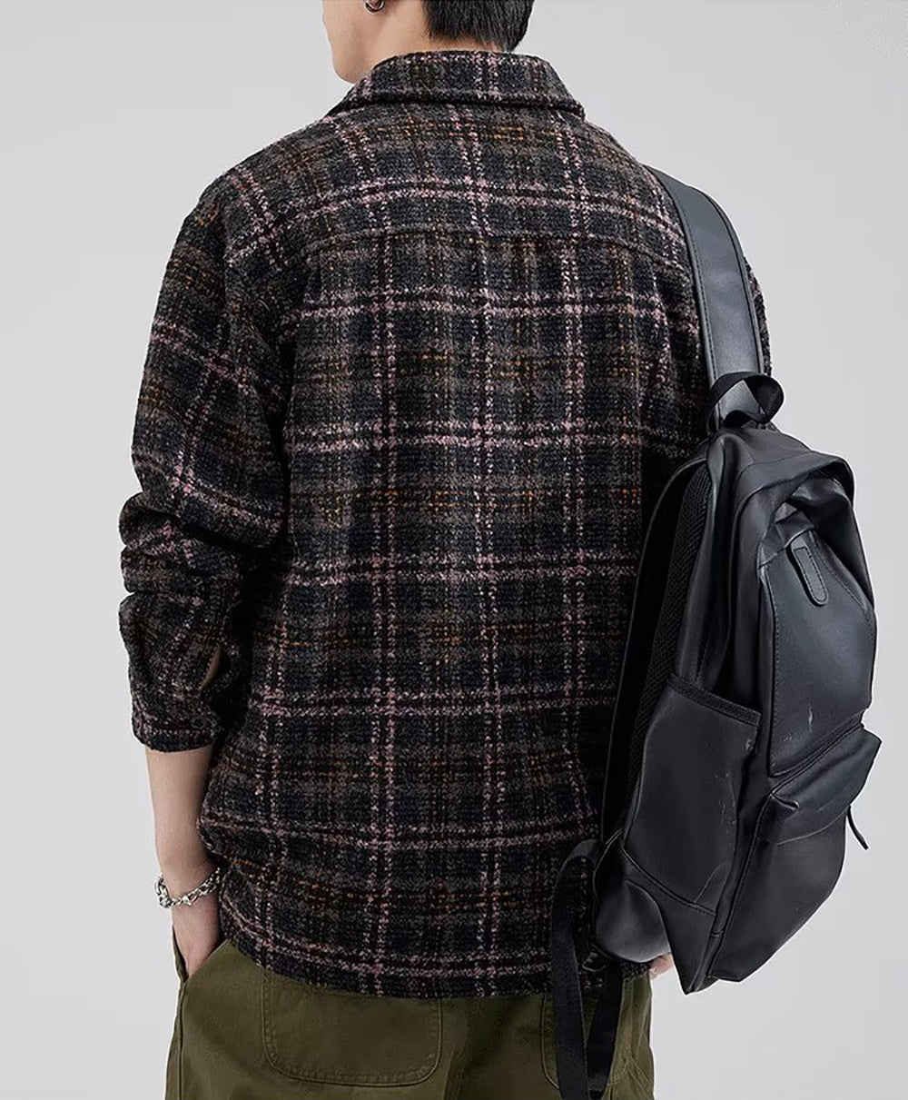Men Spread Collar Checked Casual Tailored Jacket