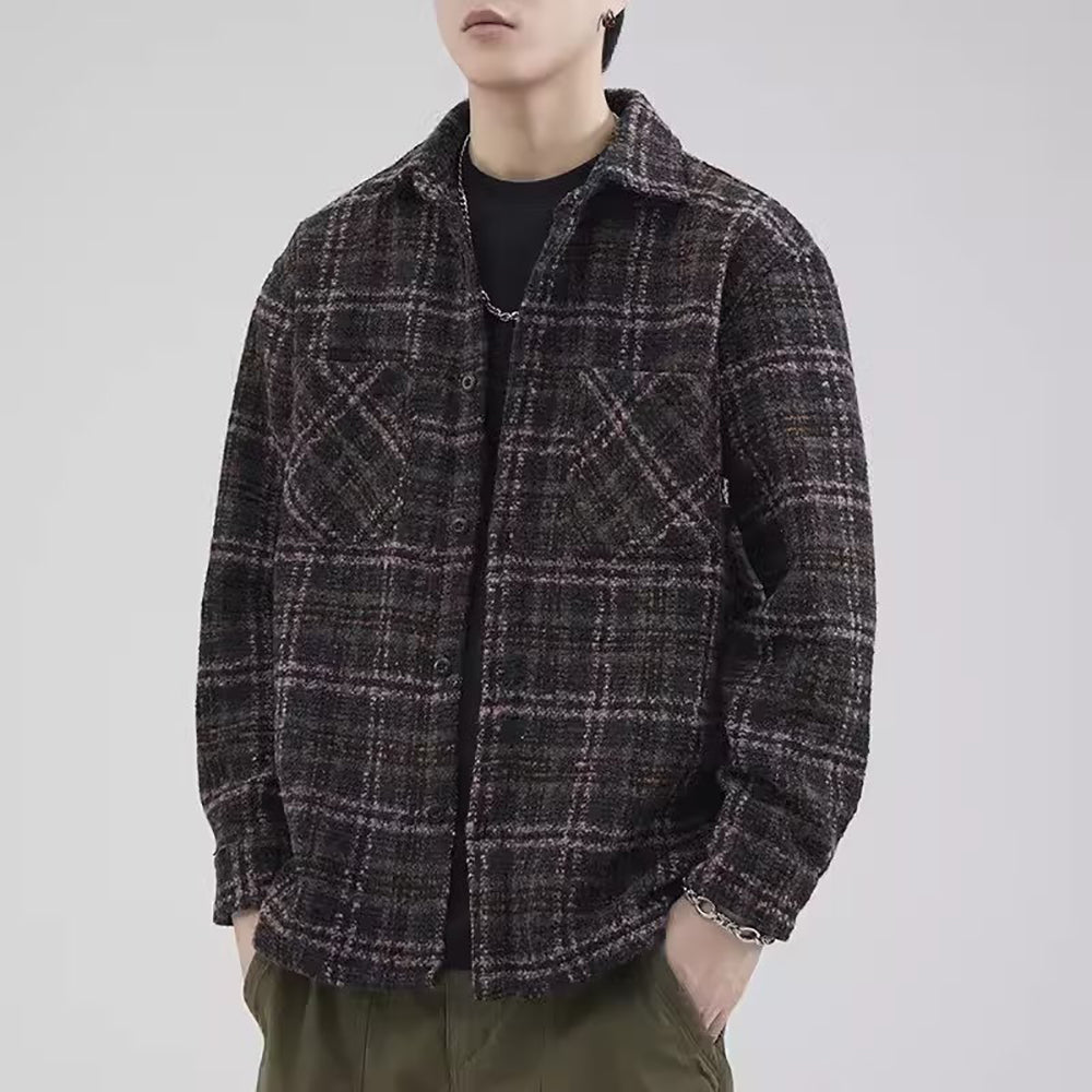 Men Spread Collar Checked Casual Tailored Jacket