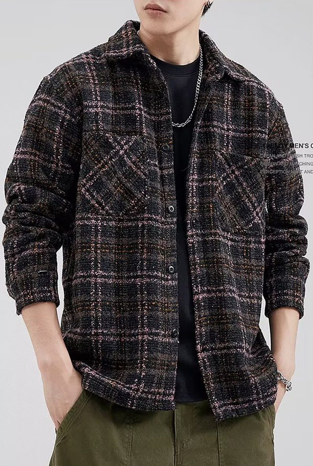 Men Spread Collar Checked Casual Tailored Jacket