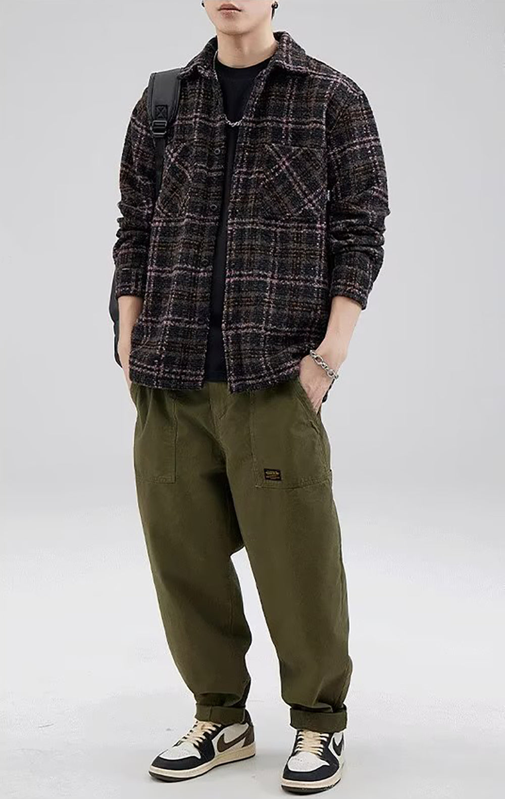 Men Spread Collar Checked Casual Tailored Jacket