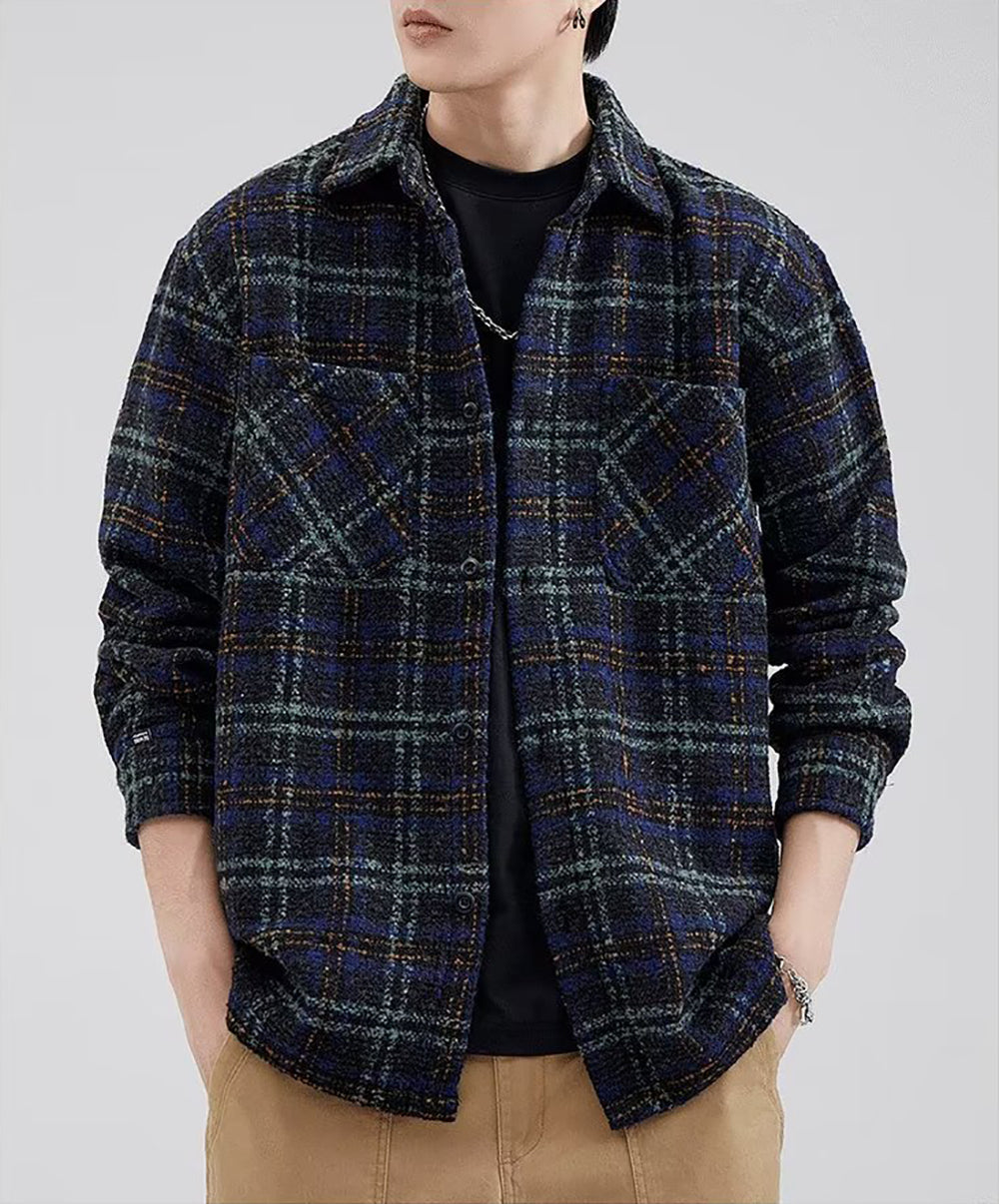 Men Spread Collar Checked Casual Tailored Jacket