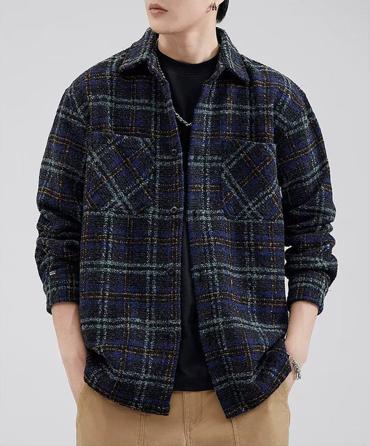 Men Spread Collar Checked Casual Tailored Jacket