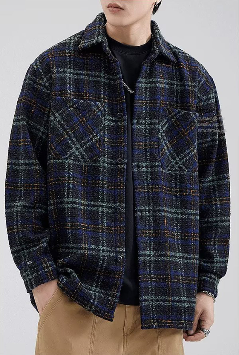 Men Spread Collar Checked Casual Tailored Jacket