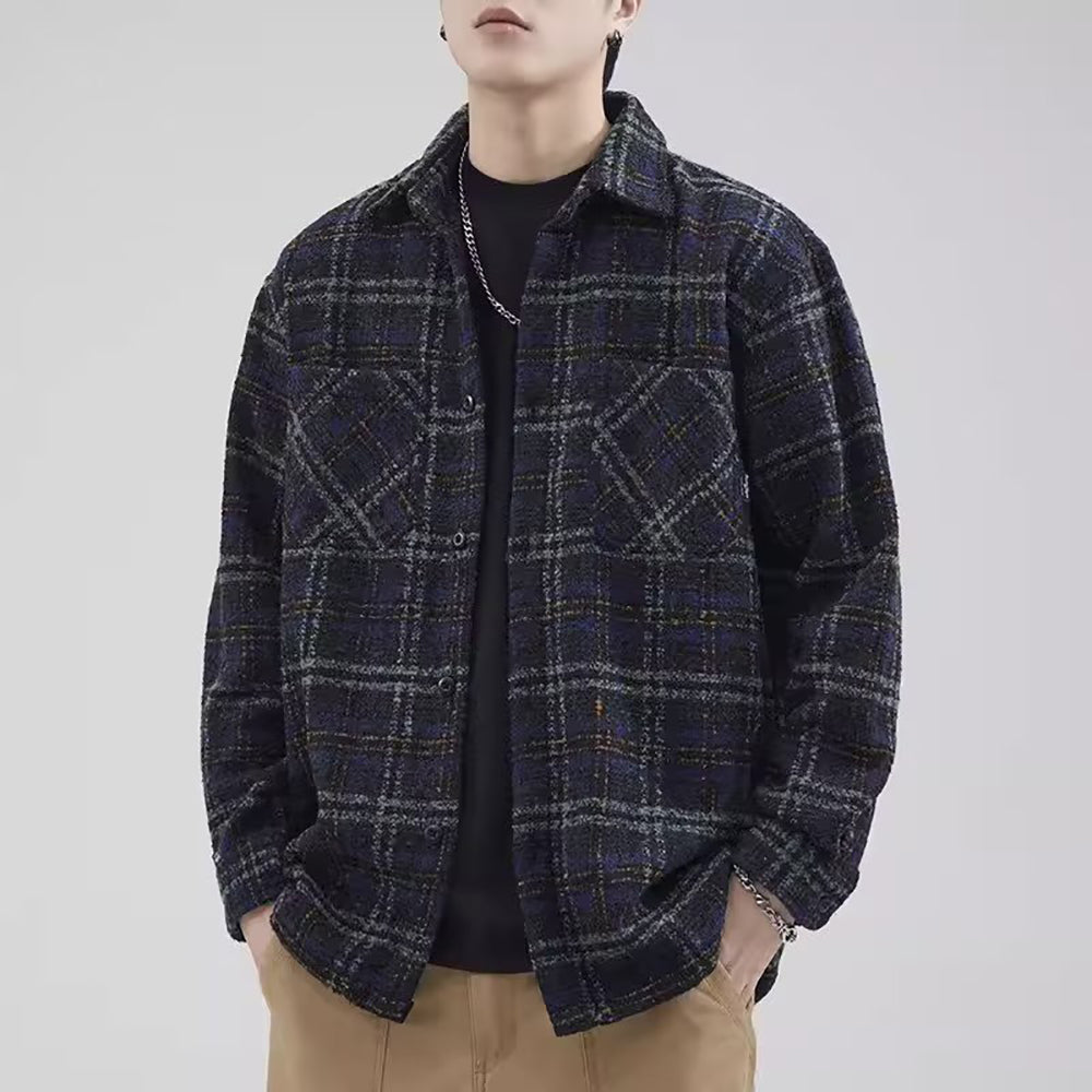 Men Spread Collar Checked Casual Tailored Jacket