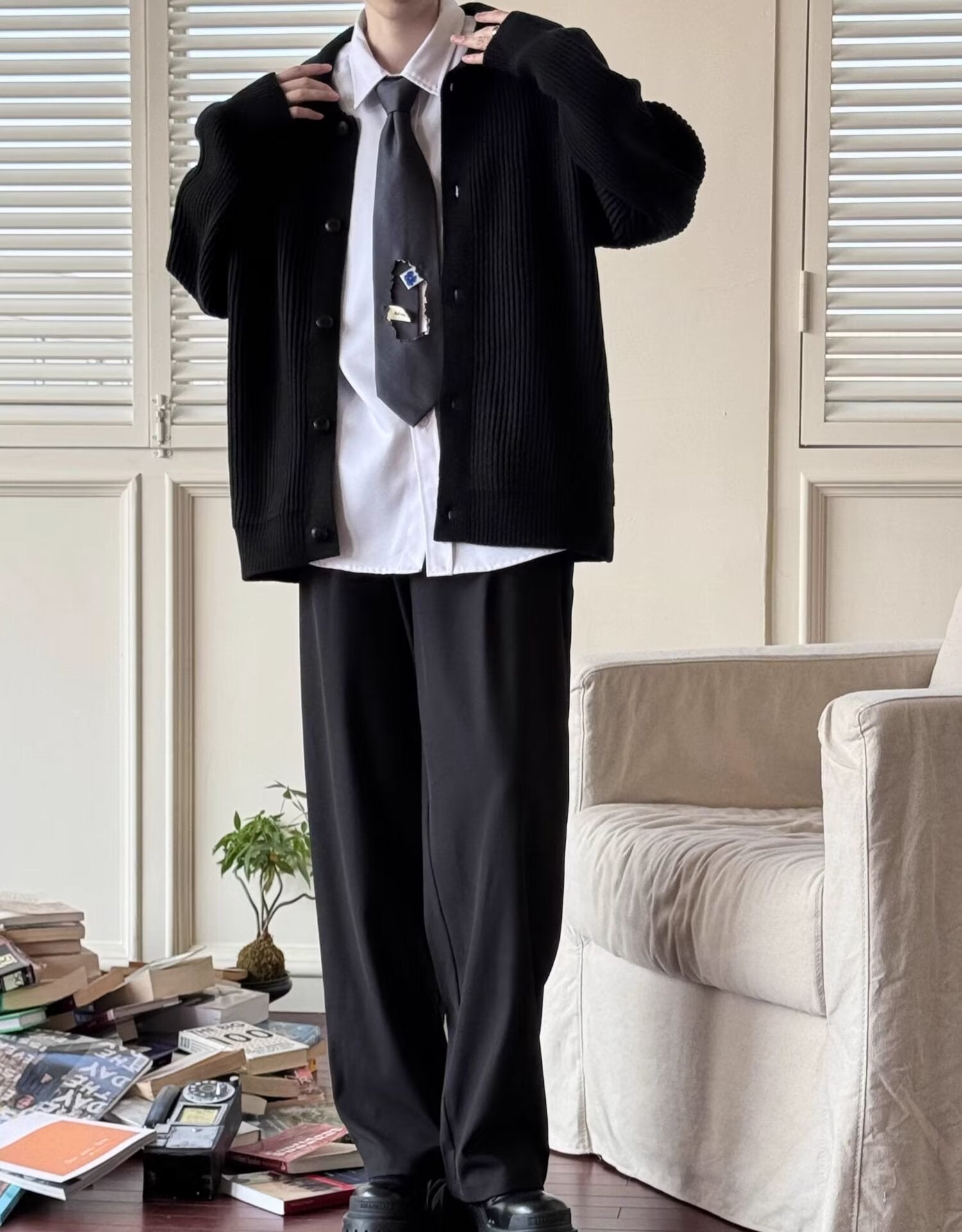Men Black Wool Casual Jacket