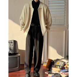 Beige Wool Casual Spread Collar Windcheater Jacket