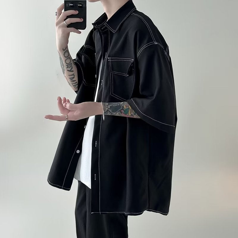 Spread Collar Half Sleeves Shirt
