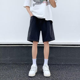 Men Solid Loose Fit Denim Shorts