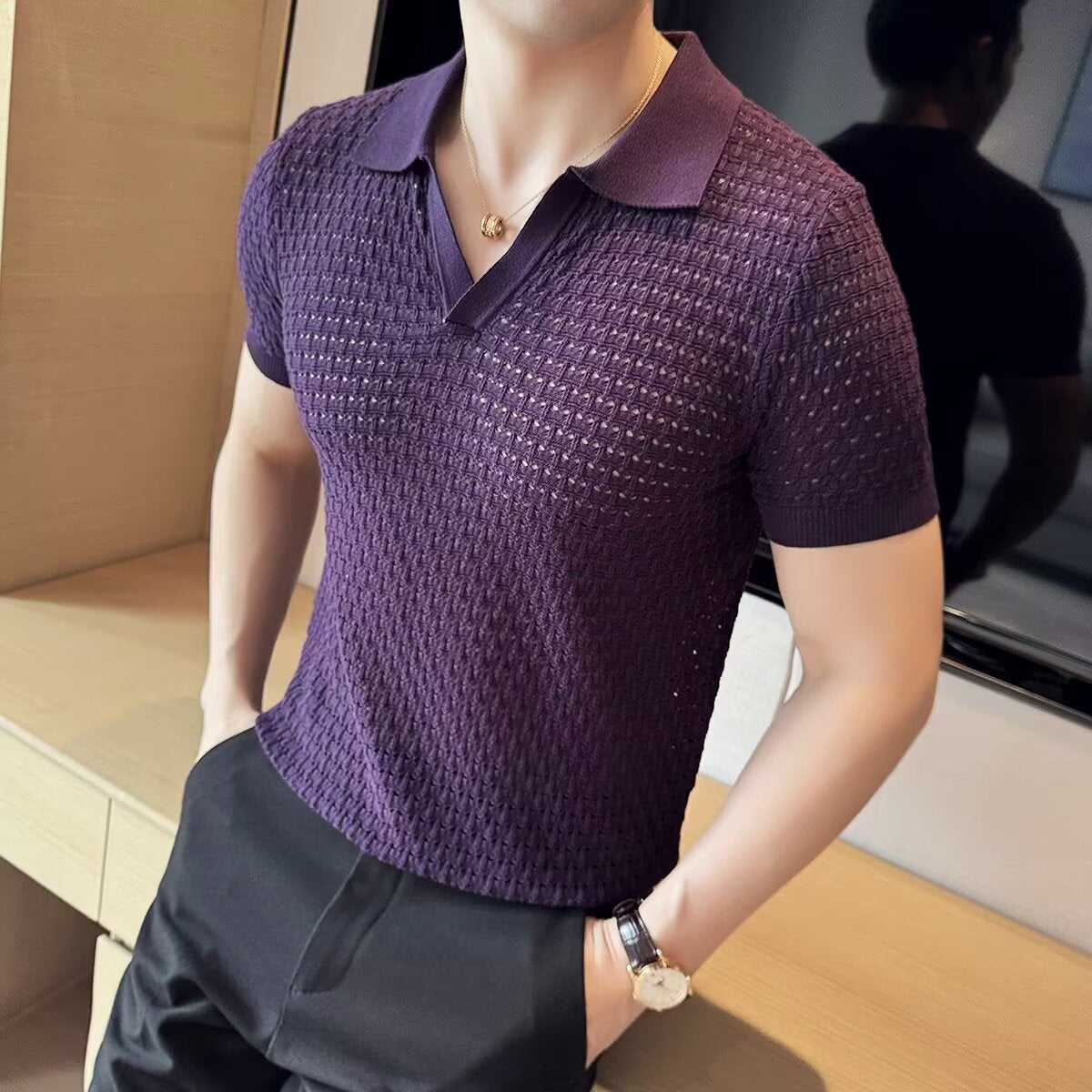Polo Collar Short Sleeves Regular Fit T-Shirt