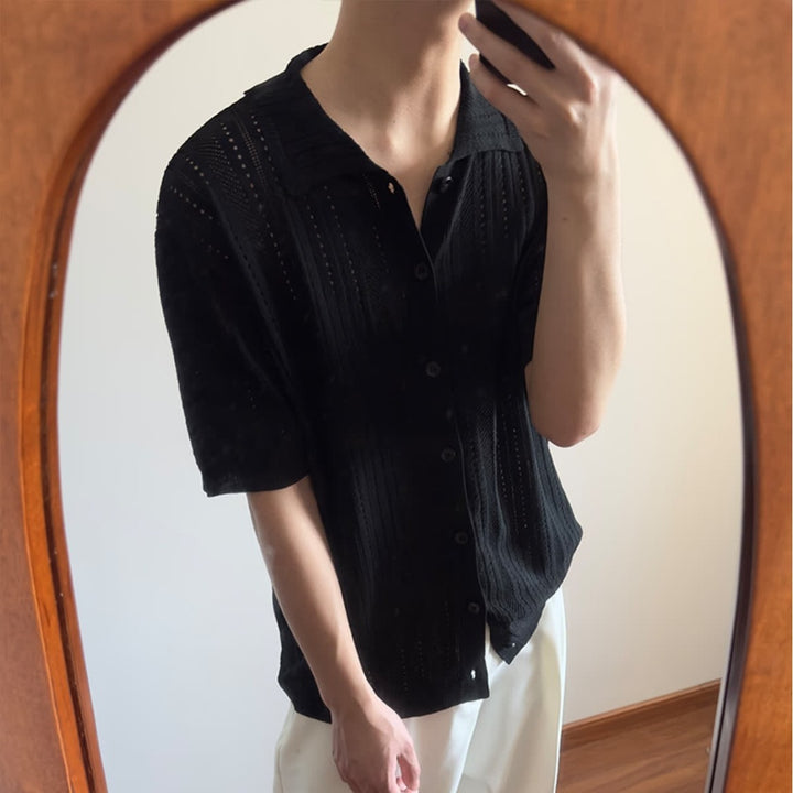 Textured Self Design Cutaway Collar Shirt