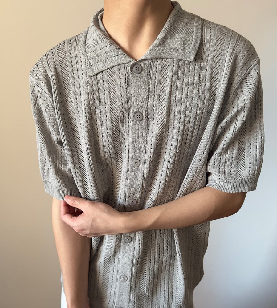 Striped Self Design Cutaway Collar Shirt