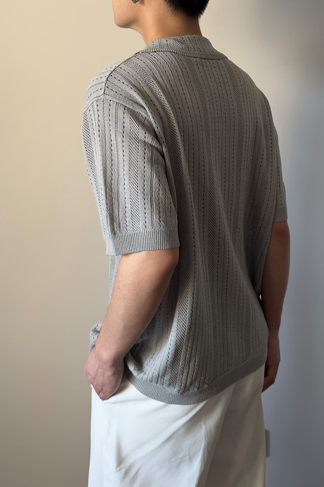 Striped Self Design Cutaway Collar Shirt
