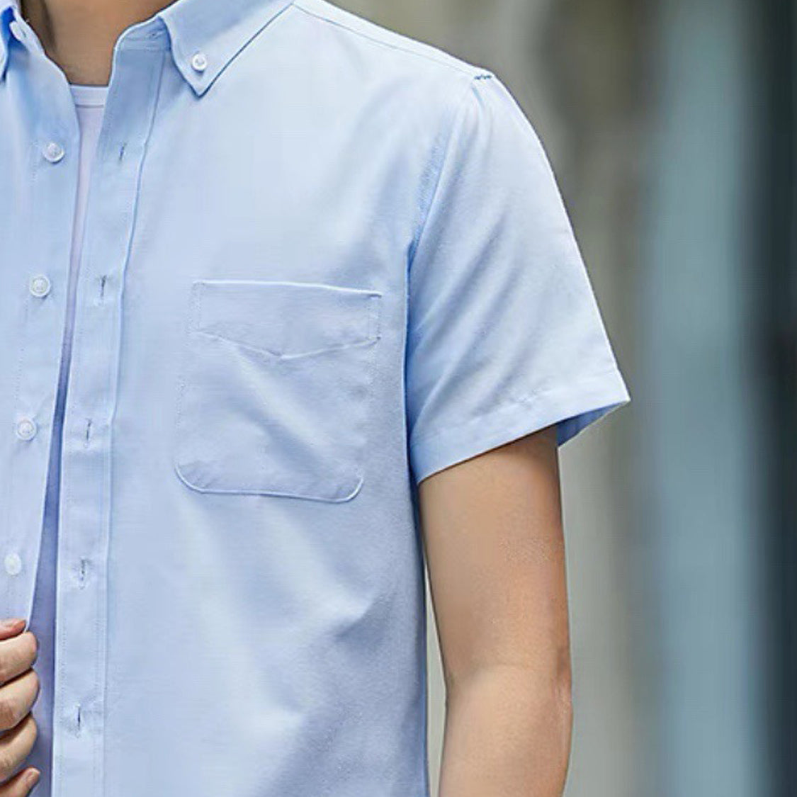 Men Solid Button-Down Collar Cotton Casual Shirt