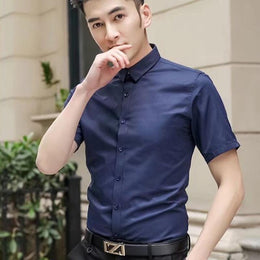 Cutaway Collar Short Sleeves Formal Shirt