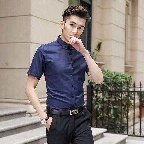 Cutaway Collar Short Sleeves Formal Shirt