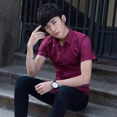 Cutaway Collar Short Sleeves Formal Shirt