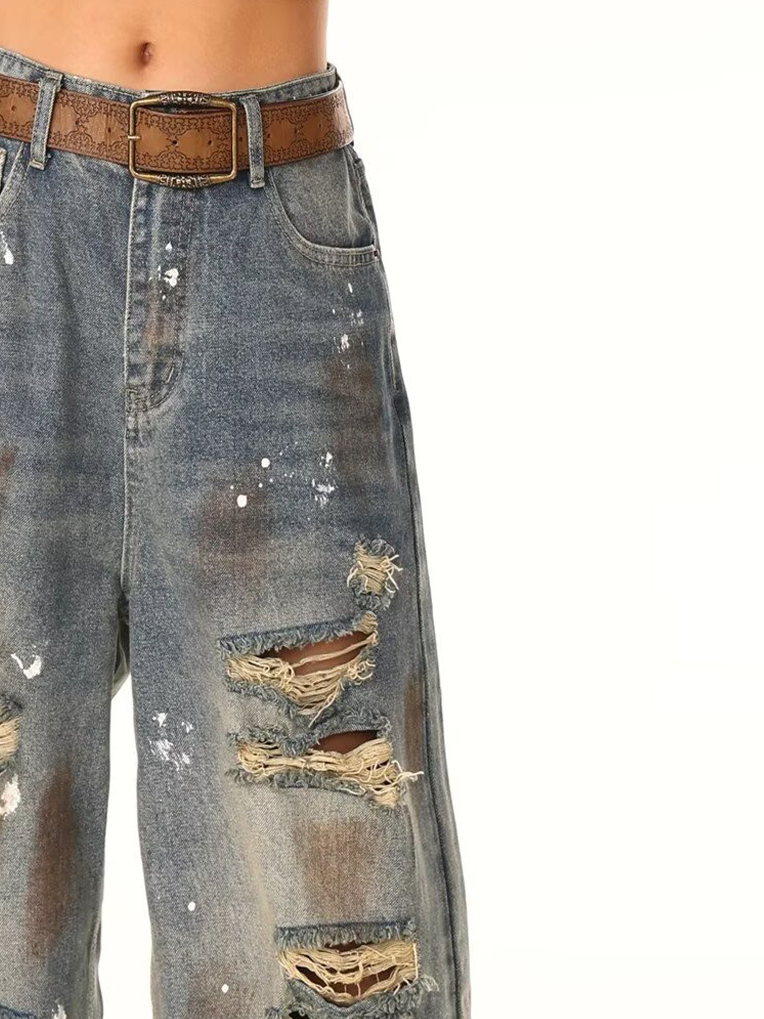 Men Baggy Mid-Rise Mildly Distressed Light Fade Jeans