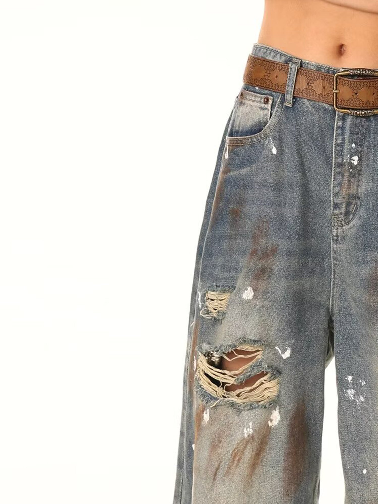 Men Baggy Mid-Rise Mildly Distressed Light Fade Jeans