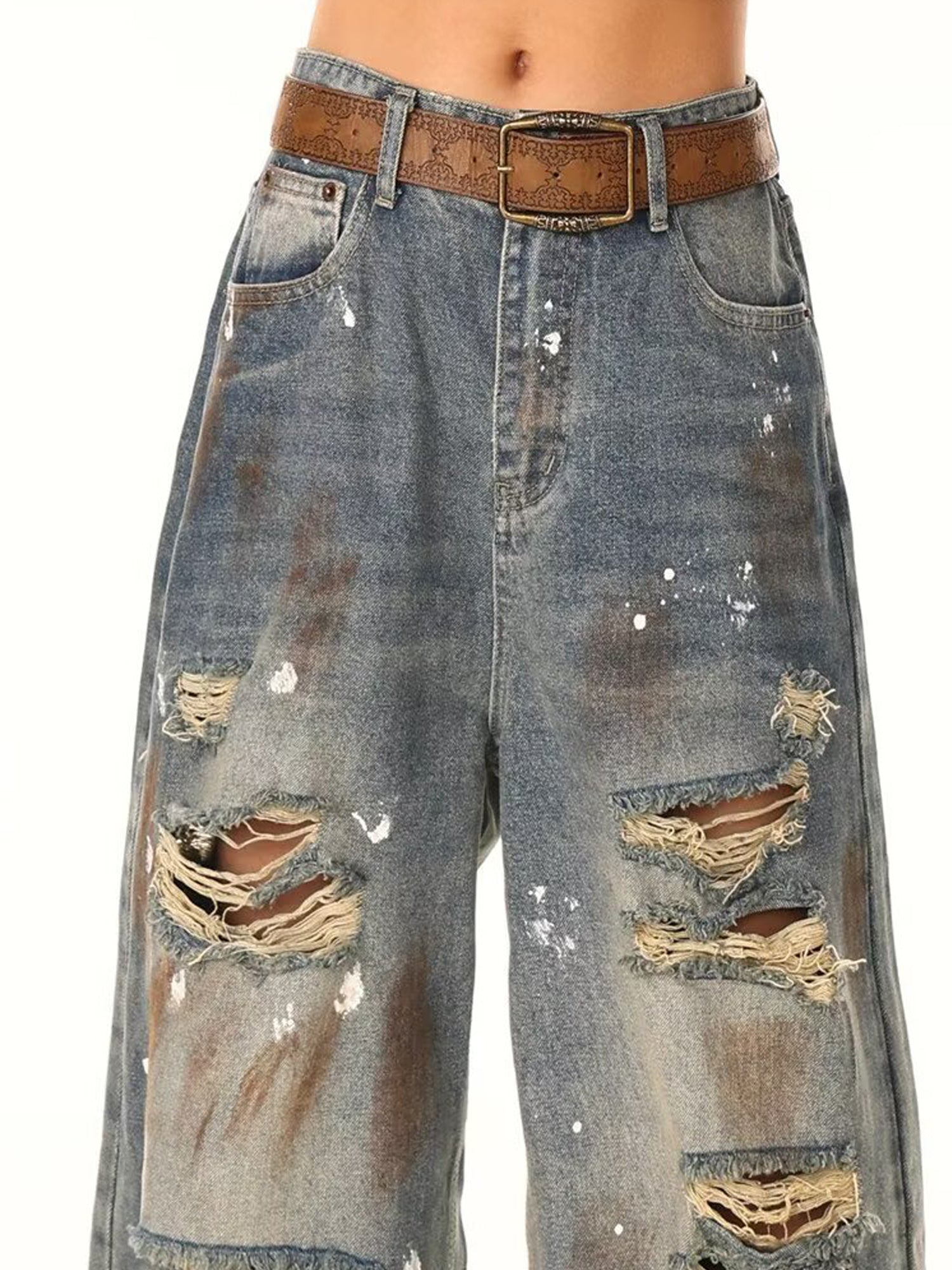 Men Baggy Mid-Rise Mildly Distressed Light Fade Jeans