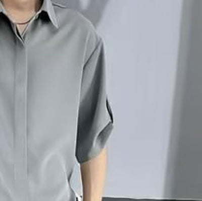 Cutaway Collar Three-Quarter Sleeves Formal Shirt
