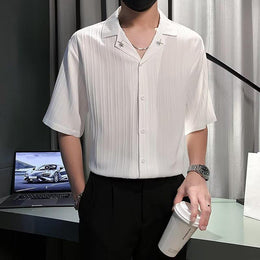 Cutaway Collar Three-Quarter Sleeves Formal Shirt