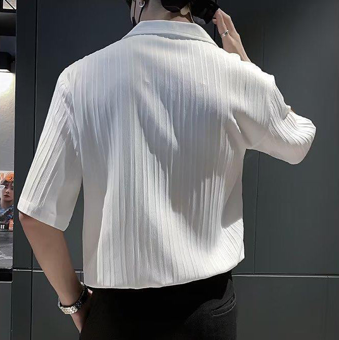 Cutaway Collar Three-Quarter Sleeves Formal Shirt