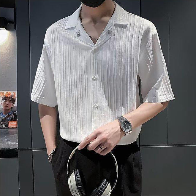 Cutaway Collar Three-Quarter Sleeves Formal Shirt