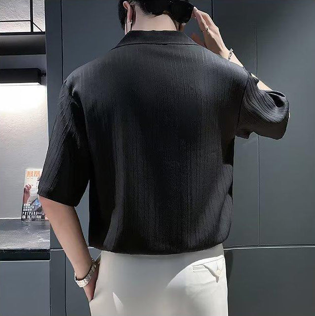 Men Solid Spread Collar Cotton Casual Shirt