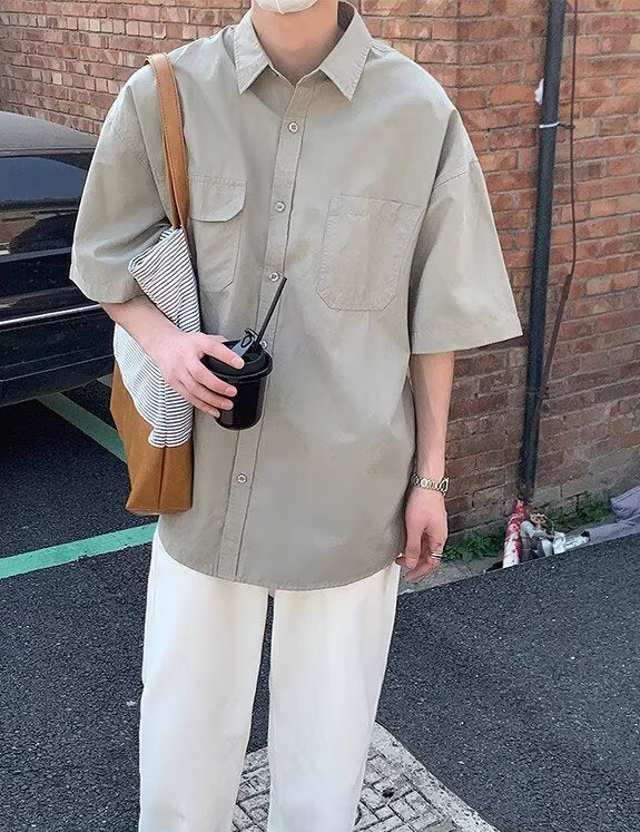 Spread Collar Half Sleeves Shirt