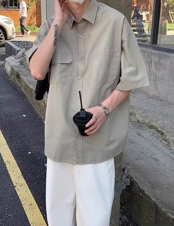 Spread Collar Half Sleeves Shirt
