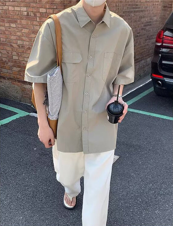 Spread Collar Half Sleeves Shirt