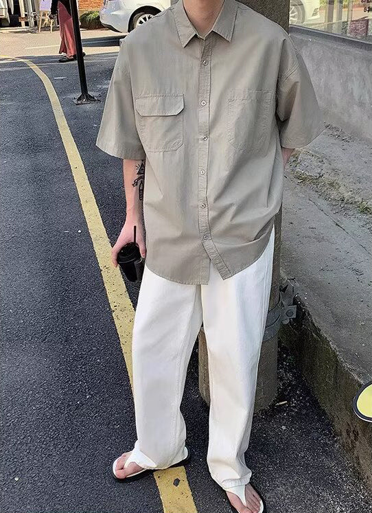 Spread Collar Half Sleeves Shirt